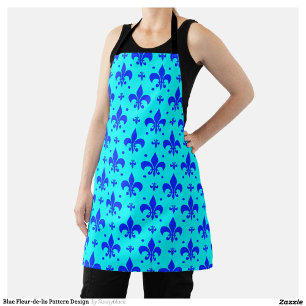 Blue Fleur-de-lis Pattern Design  Apron