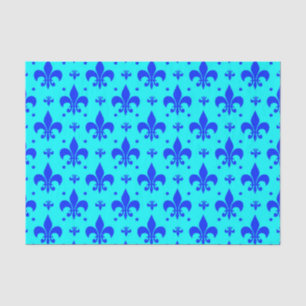 Blue Fleur-de-lis Pattern Design Tissue Paper