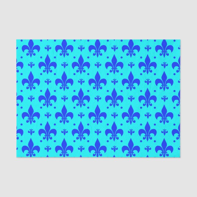 Blue Fleur-de-lis Pattern Design  Tissue Paper (Front)