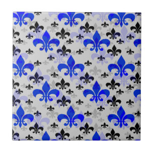 Blue Fleur De Lis Surface Pattern Design Tile