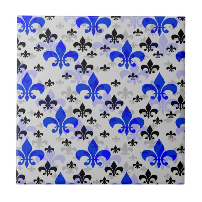Blue Fleur De Lis Surface Pattern Design Tile (Front)