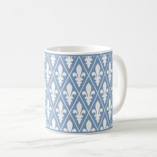 Blue Fleur-de-Lys Lattice Coffee Mug