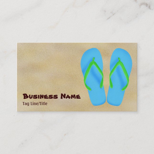 Blue Flip Flop Beach Cartes de visite (Devant)