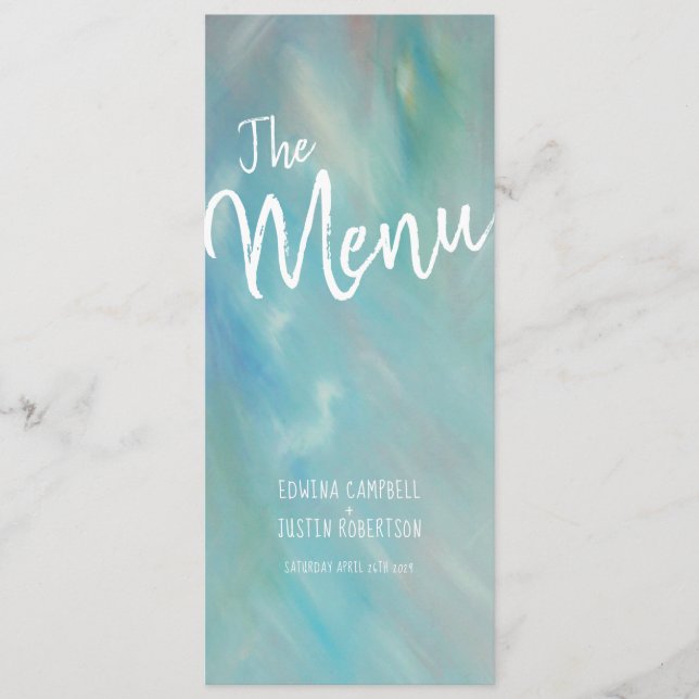 Blue float art moderne art menu mariage (Devant)