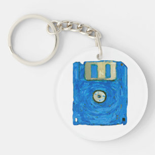 Blue floppy disc by Vincent van Gogh Keychain