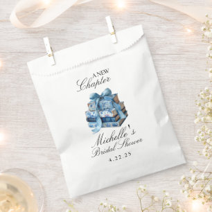 Blue Floral A New Chapter Bridal Shower Favour Bag