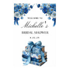 Blue Floral A New Chapter Bridal Shower Sign