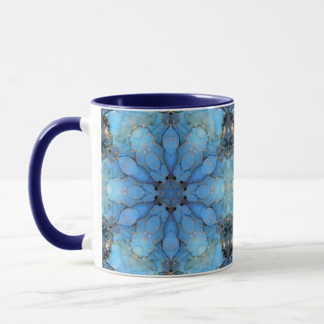 blue floral abstract background mug (Left)