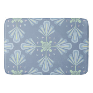 Blue Floral Abstract Pattern Bath Mat