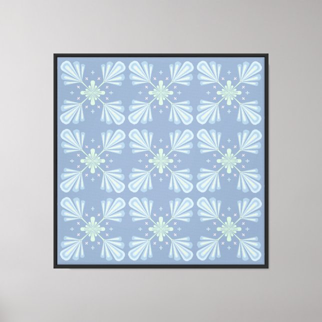Blue Floral Abstract Pattern Canvas Print (Front)