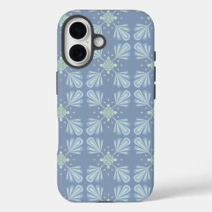 Blue Floral Abstract Pattern iPhone 16 Case