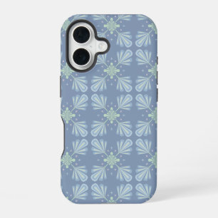 Blue Floral Abstract Pattern iPhone 16 Case