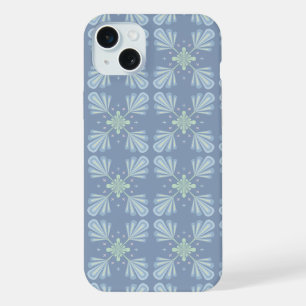 Blue Floral Abstract Pattern iPhone 15 Plus Case
