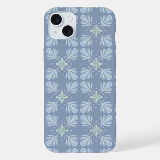 Blue Floral Abstract Pattern iPhone Case (Back)