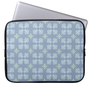 Blue Floral Abstract Pattern Laptop Sleeve