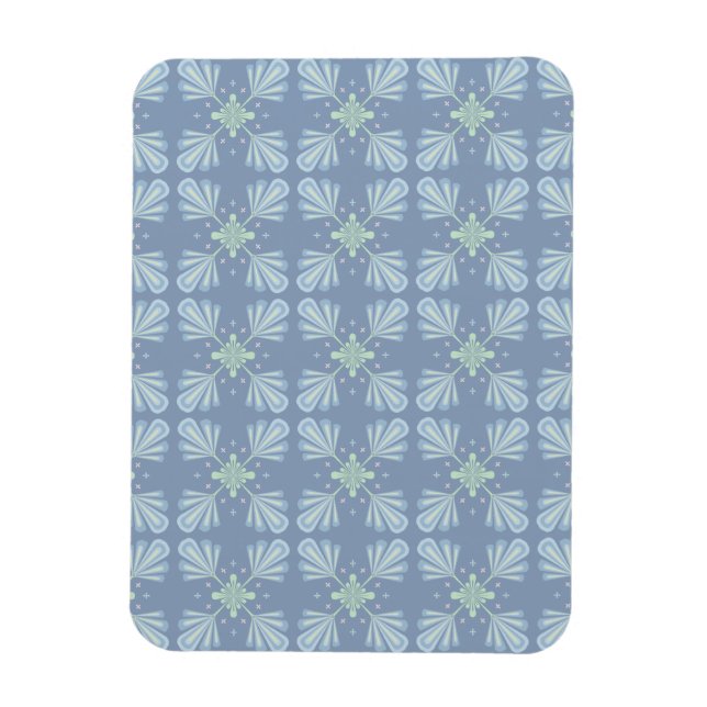 Blue Floral Abstract Pattern Magnet (Vertical)