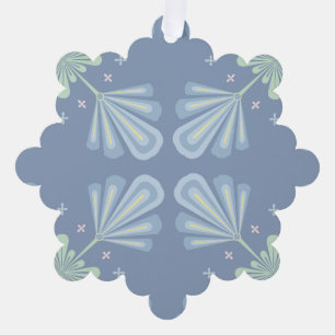 Blue Floral Abstract Pattern Ornament Card