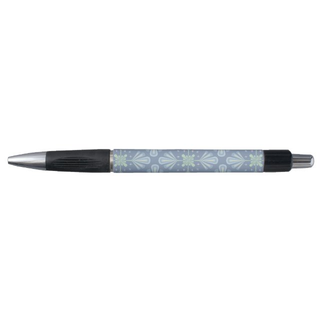 Blue Floral Abstract Pattern Pen (Front)