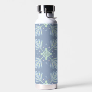 Blue Floral Abstract Pattern Water Bottle