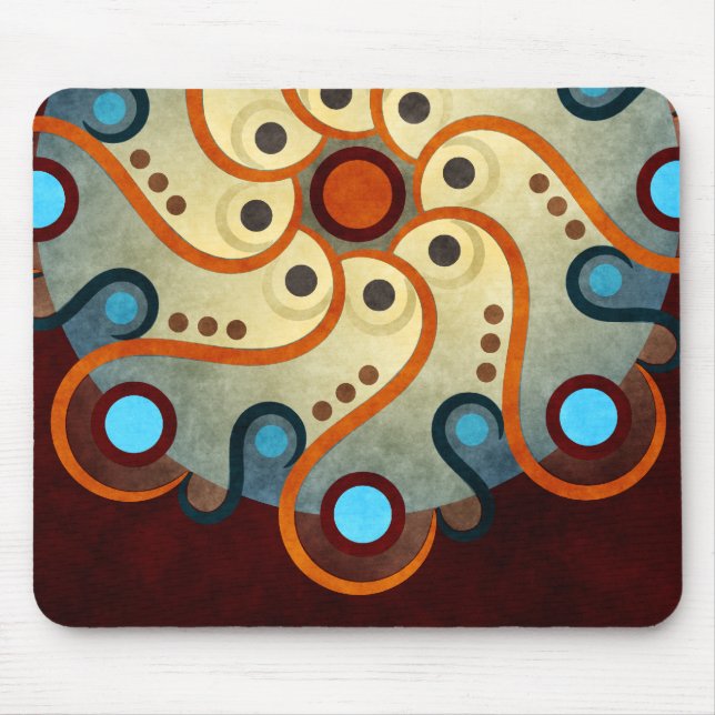 Blue Floral Abstract Vector Art Mousepad (Front)