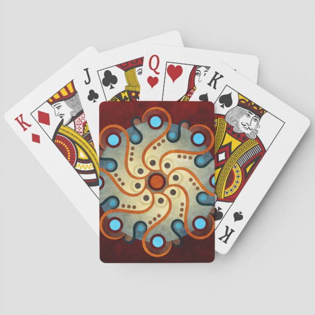 Blue Floral Abstract Vector Art Playing Cards (Back)