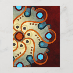 Blue Floral Abstract Vector Art Postcard
