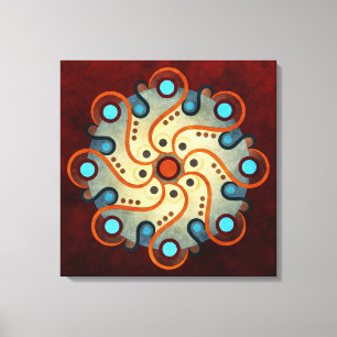 Blue Floral Abstract Vector Art Wrapped Canvas Pr