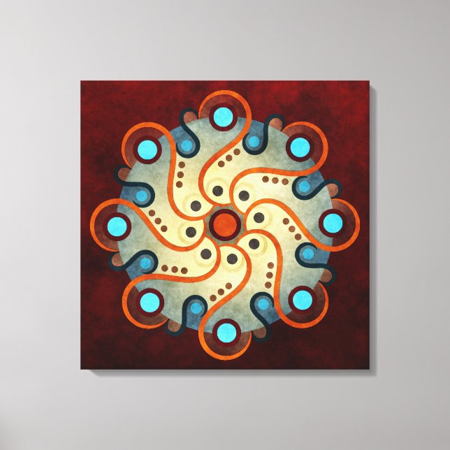 Blue Floral Abstract Vector Art Wrapped Canvas Pr (Front)