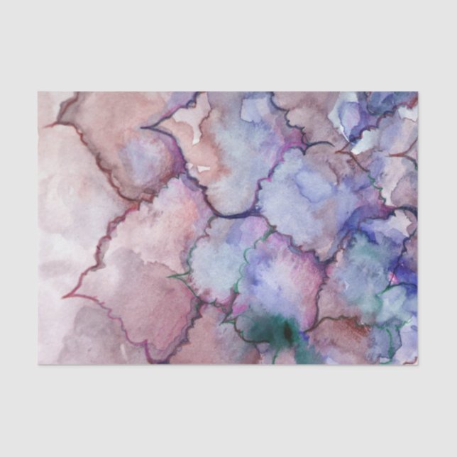 Blue Floral Abstract Watercolor Blues Tissue Paper (Front)