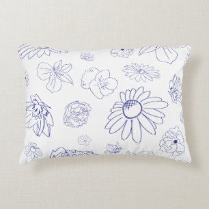 Blue Floral Accent Pillow