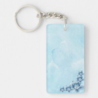 Blue Floral Acrylic Charm Keychain
