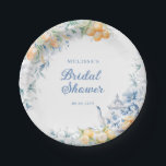 Blue Floral and Citrus Bridal Shower Tea Party Paper Plate<br><div class="desc">Transport yourself to an exquisite garden of elegance with our Elegant Blue Floral and Citrus Bridal Shower Tea Party Paper Plates, a celebration where sophistication meets the refreshing charm of citrusy delight. This design is a seamlessly blending the calming hues of blue with the vibrant energy of yellow lemons to...</div>