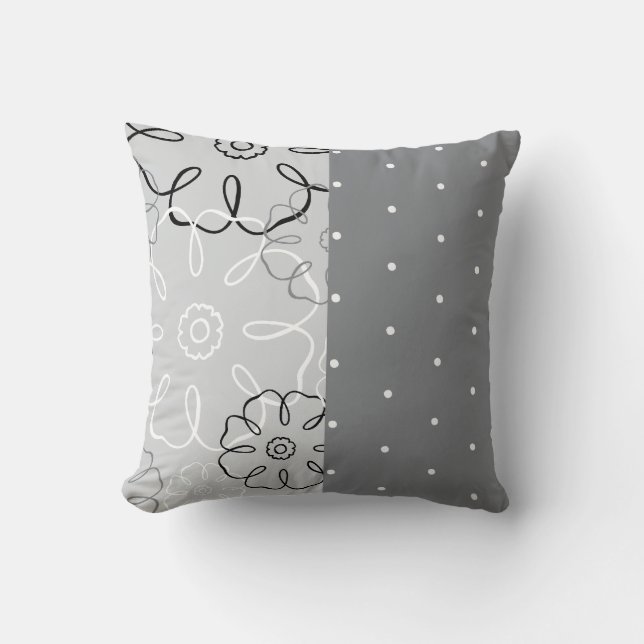 Blue Floral and dots American MOJO Pillow (Front)