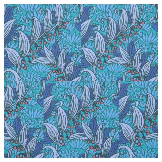 Blue Floral Antique Boho Modern Fabric (Swatch)