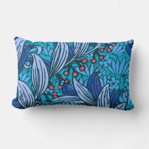 Blue Floral Antique Boho Modern Lumbar Pillow