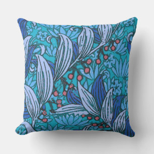 Blue Floral Antique Boho Modern Outdoor Pillow
