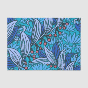 Blue Floral Antique Boho Modern Tissue Paper