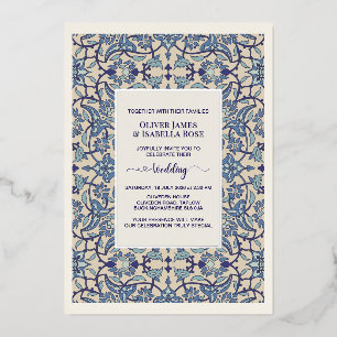 Blue Floral Arabesque Wedding Invitation - La Boca