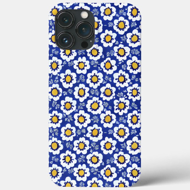 Blue Floral Arabic Pattern Case-Mate iPhone Case (Back)