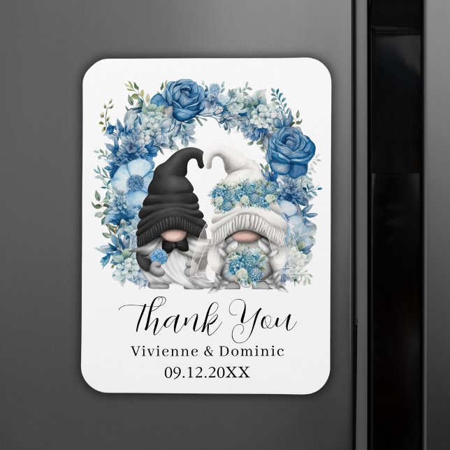 Blue Floral Arch Gnome Wedding Thank You Card Magnet (Blue Floral Arch Gnome Wedding Thank You Card Magnet
)