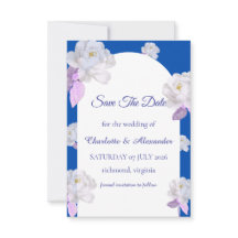 Blue Floral Arch Save the Date Card
