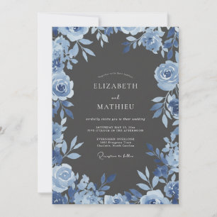 Blue Floral Arch Wedding Invitation