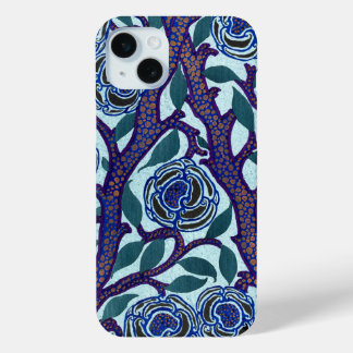 Blue Floral Art Deco Print Reproduction by Seguy iPhone 15 Mini Case