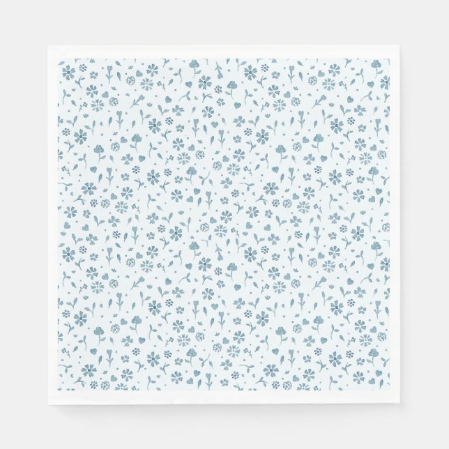 Blue Floral Baby in Bloom boy baby shower  Napkin (Front)