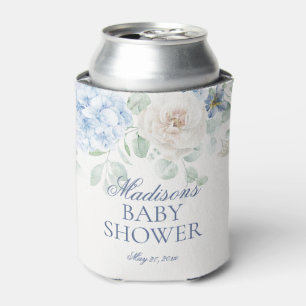 Blue Floral Baby in Bloom Hydrangea Baby Shower Can Cooler