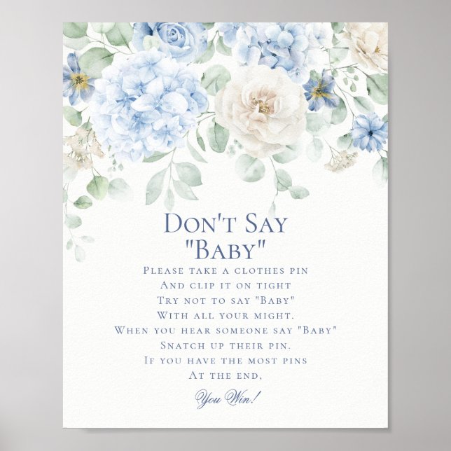 Blue Floral Baby in Bloom Hydrangea Game Poster (Front)