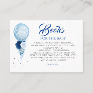 Blue Floral Baby Shower Books For Baby Business Card