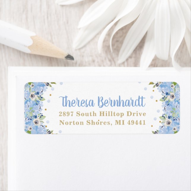 Blue Floral Baby shower Boy Anniversaire Adresse (En situation)