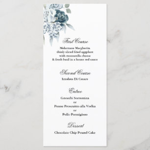 Blue floral baby shower Menu Template