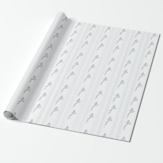 Blue Floral Baby Shower Wrapping Paper